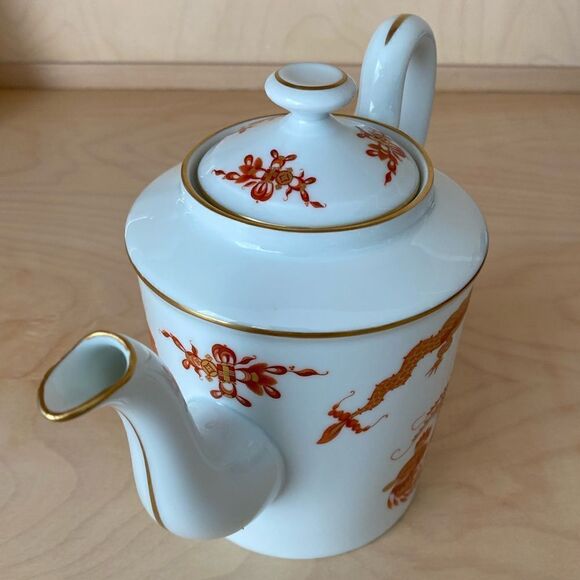 VINTAGE RAYNAUD CERALENE LIMOGES FRANCE 'DRAGON RED' TEAPOT - Picture 4 of 10